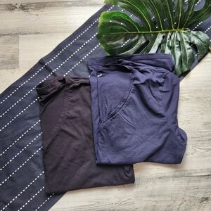 Quince Cotton Modal V-Neck Tee T-Shirt Short Sleeve Bundle Of 2 Black Navy Large